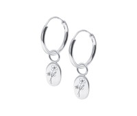 Cosmos Birth Flower Silver Hoop Earring Charms HO-2704